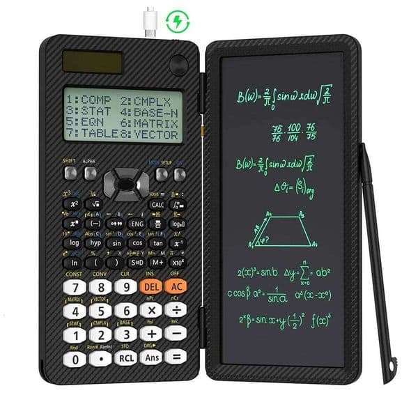 Rechargeable 991ES EX Scientific Calculators LCD Writing Tablet Foldable Portable with Notepad for Business High School 26Y0127