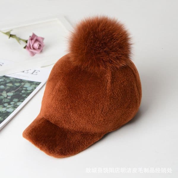 Hat for Women Internet Celebrity Style Ins Trend Plush Knitted Hat Thickened for Autumn and Winter Korean Version Casual Versatile Duckbill CapLJ201105