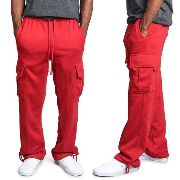 Mens Cargo Pants Loose Drawstring Sweatpants with Pockets Sports Straight Trousers Jogging Long Pants Hip Hop Streetwear 260122