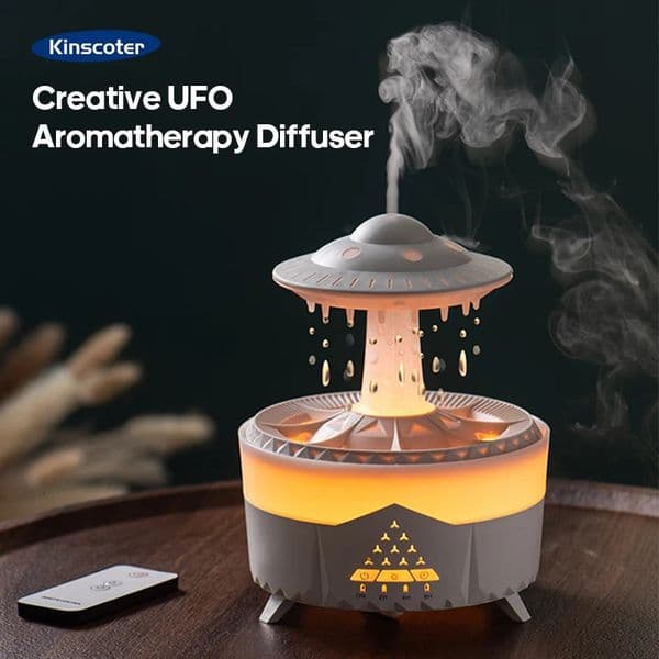 Creative UFO Aroma Diffuser Sprayer Air Humidifier with Water Mist Ring Works with Essential Oil Releases Fine Water Mists 260104