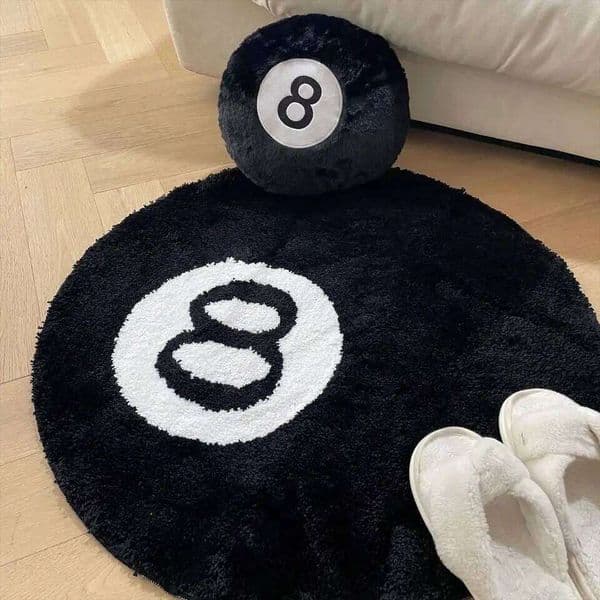 Creative Indoor Home Decoration Spooky Halloween Gifts 8 Ball Accent Round Tufting Soft Rug Horror Movie Mat 26W0127