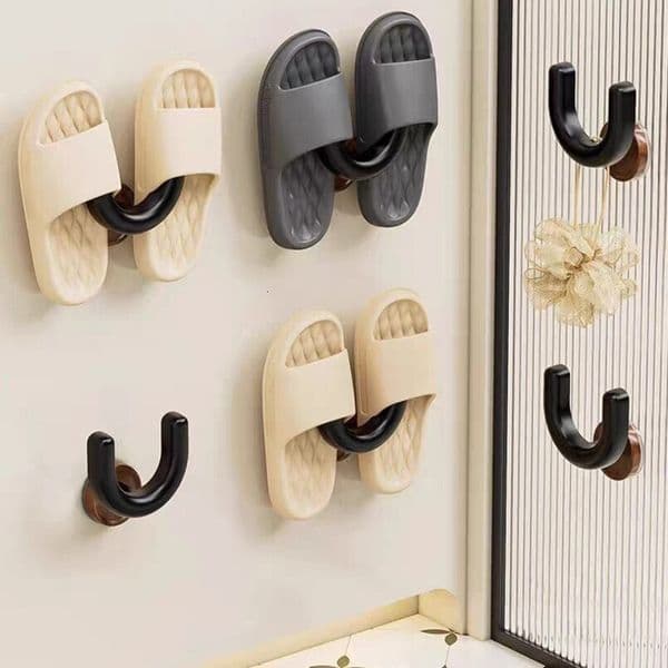 New Slipper U-Shaped Suction Cup No-Drill Wall-Mounted Bathroom Kitchen Draining Hook Storage Rack