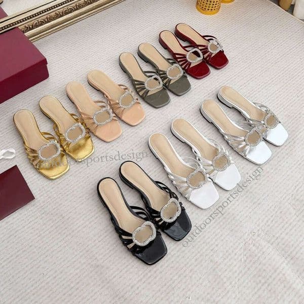 2026 designer sandals leather metal letters rhinestone wedge slippers mule high-heeled sandals luxury diamond sandalias wedding pump gladiator pump prom shoes
