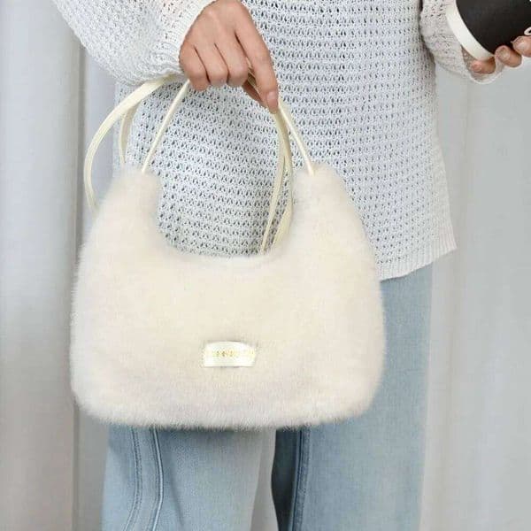 Winter New Luxury Faux Fur Ladies Shoulder Soft Fluffy Female Crossbody Solid Color Large Capacity Plush Tote Bag Z260127