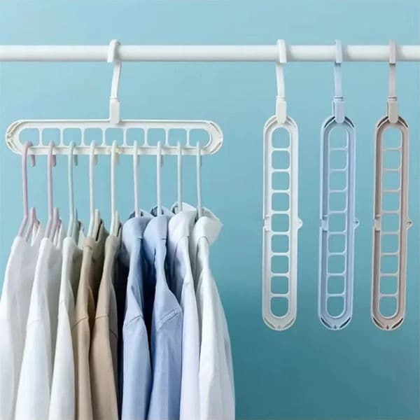 1pc Nine hole multifunctional magic folding clothes hanger convenient storage and space saving cabinet 260127