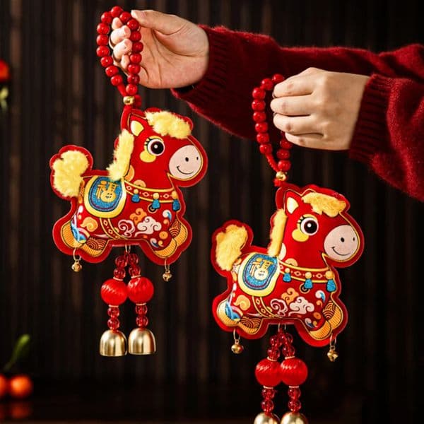 2026 Chiense Year Decoration Horse Door Pendant Tet Decoration Hanging Ornament Spring Festival Supplies 260127