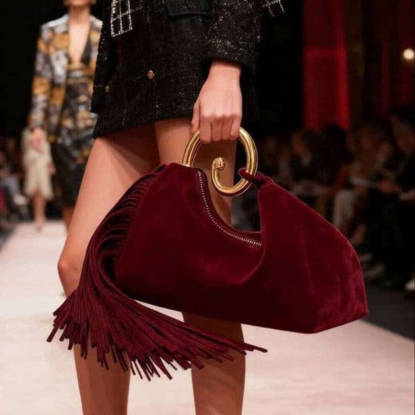 Oloey 2025 Luxury Fashion Creativity Metal Handle Women's Tassel Handbags Brand High-End Party Faux Suede Tote Elegant Evening Bag Versatile Shoulder Bag