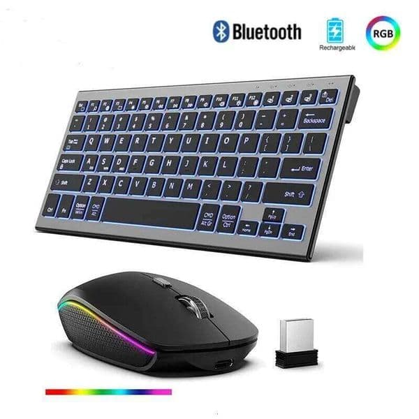 JOMAA Colors Backlit 2.4G Wireless and Mouse Combo Rechargeable Keyboard for Windows Laptop 26L0127