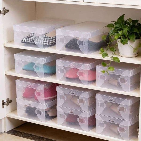 12 Piece Transparent Stackable Storage Plastic Box Dustproof Sports Shoe Box, Optional Specifications 26H0127
