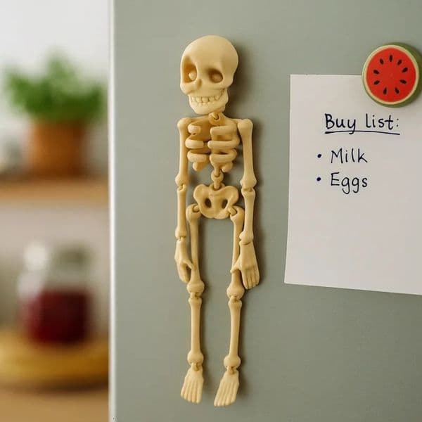 Magnetic Poseable Skull Fridge Magnet Funny Halloween Gift Kitchen Dining Decor Home Accessory Quirky Spooky Novelty 260127