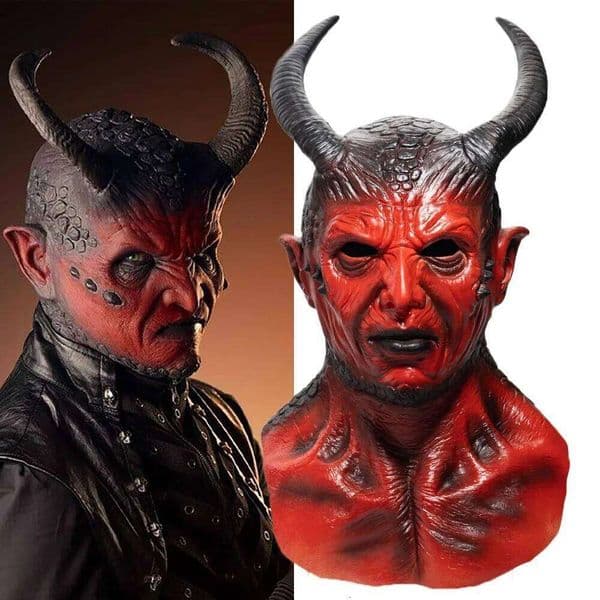 Horror Devil Latex Mask Cosplay Spooky Demon Hellfire Beast Prank Stage Performance Carnival Halloween Party Props 26Y0127