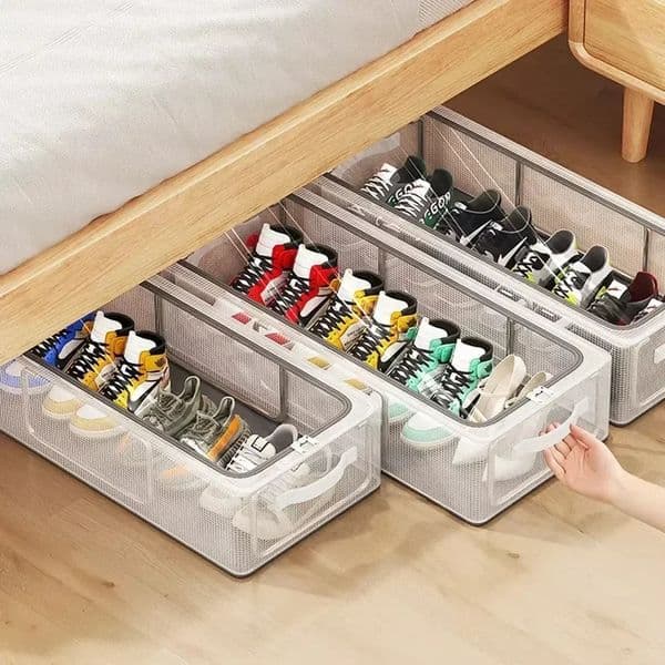 PVC Shoe Storage Foldable Shoes Bags Large Capacity Portable Space Saving Dustproof Waterproof Transparent Box 260127BJ