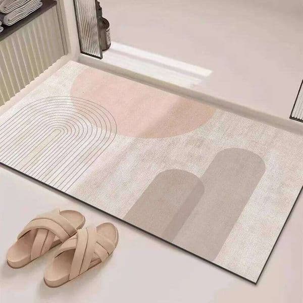 Minimalist Style Light Colored Geometric Rug Diatomaceous Earth Floor MatBathroom Toilet Balcony Water Absorbing Anti Slip Pad 26W0127