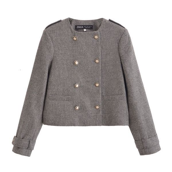 European And American Style Foreign Trade Women's Clothing New 2026 Fashion Buckle Decoration Long Sleeved Jacket High Waist Skirt Set