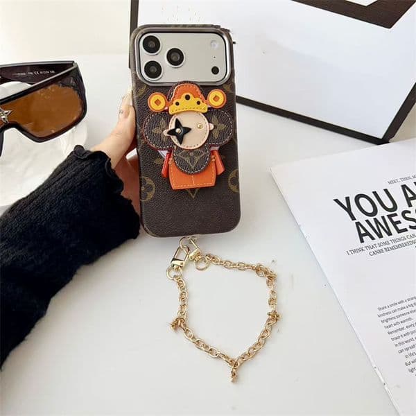 Luxury Phone Case for iPhone 17 Pro Max Leather Designer iPhone Case 16promax 15 14 13 Pro for Women Men Good Grip Shockproof Slim Anti-drop Cover With Chain Z260520