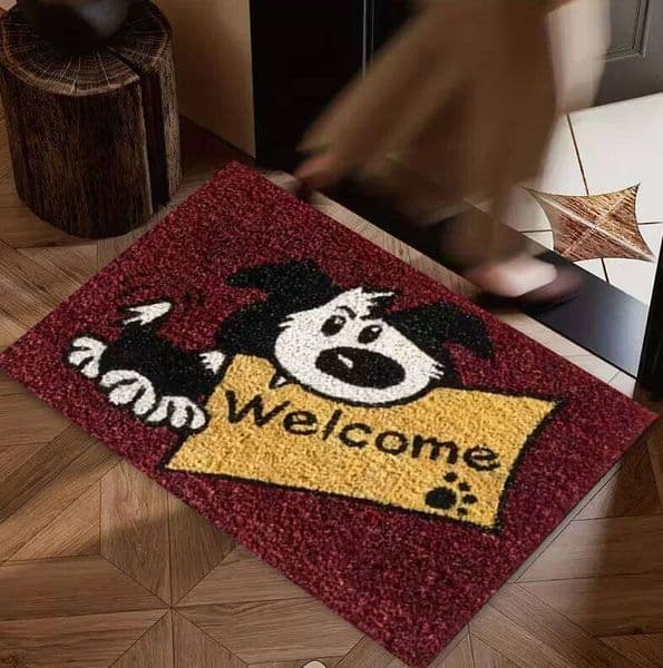 Welcome Puppy Door Mat Entrance Carpet Kitchen Dining Corridor Laundry Room Bedroom Party New Year's Indoor Decoration Gift 26W0127