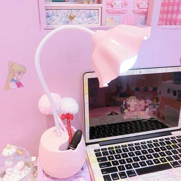 Lovely 3 Levels Dimmer Reading Table Pen Case Base Student LED Desk Girls Charge Bedside Lamp for Bedroom Studyroom 26H0127