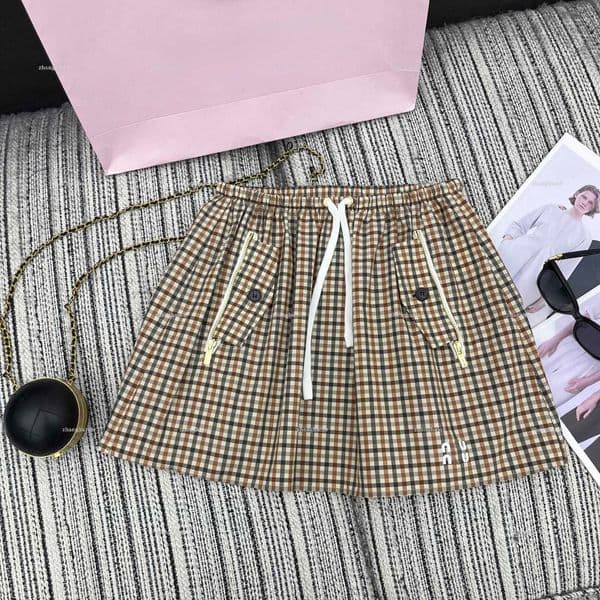 Fashion Skirt women dress Summer lady dresses women designer clothes plaid elastic waist short skirts A078X02N050