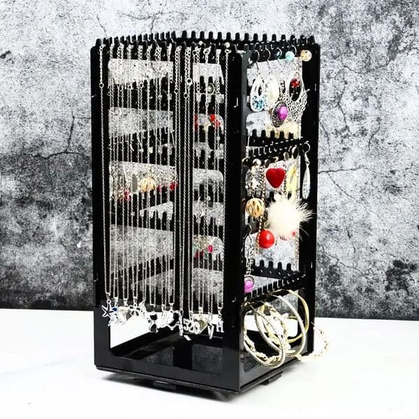Rotating Jewelry Display Stand Earclip Earnail Earring Storage Portable Earaccessory Box Hanging Necklace 260127