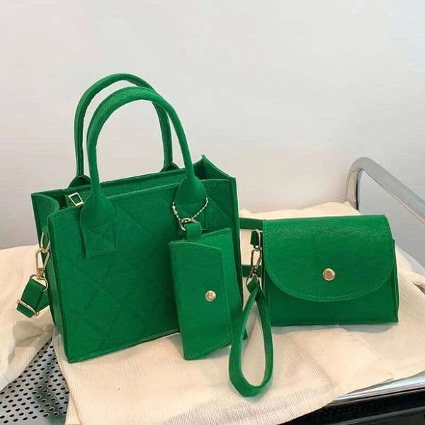 3pcs/set Embossed Women's Handbag Stylish Crossbody Bag, Clutch and Wallet, Solid Color Fabric Shoulder Bag for Women Daily Use Z260127