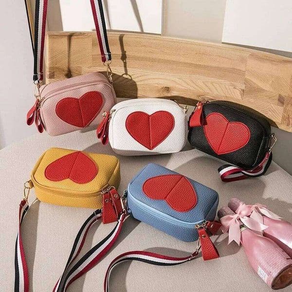 Lychee Pattern Heart-Shaped Crossbody Stylish Mini Shoulder Bag, Women'S Zippered Square Wallet, Suitable for Women, Girls Z260127