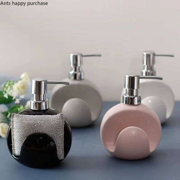 2 in 1 Ceramic Lotion Dispenser Dual Purpose Sponge Seat Hand Sanitizer Bottle Bathroom Supplies Soap 26H0127