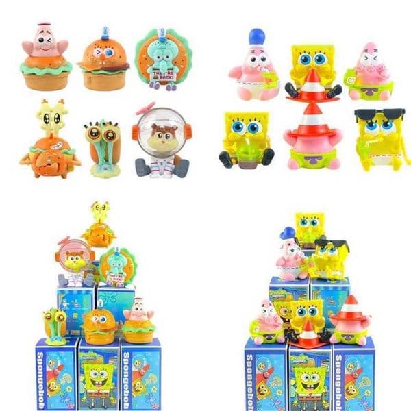 Spongebob Patrick Star Squidward Tentacles Delicious Crab Burger Anime Figure Collection Model Doll Blind Box Toys Children 100% Genuine sale