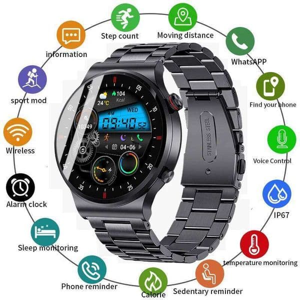 LIGE Outdoor Sport Smart Watch Men 1.85 inch AMOLED Screen Health Detection Waterproof Bluetooth Call Smartwatch For Android OS X260128