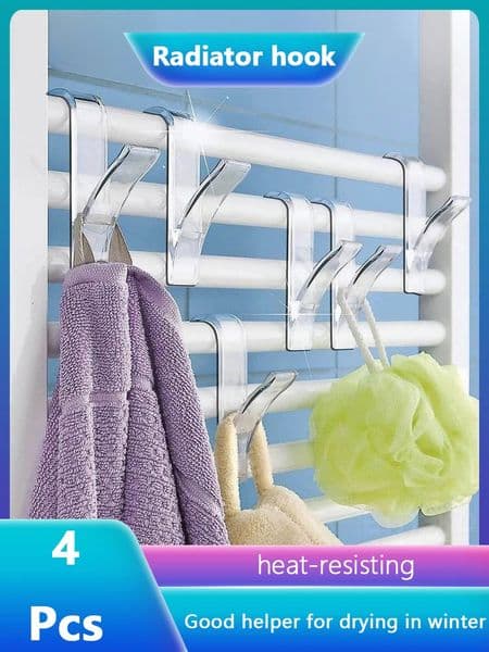 MultiPurpose Heating Hook Coat Towel Rack Radiator Bracket Bathroom Clothes Hanger Soft Scarf 4 Pcs 260127
