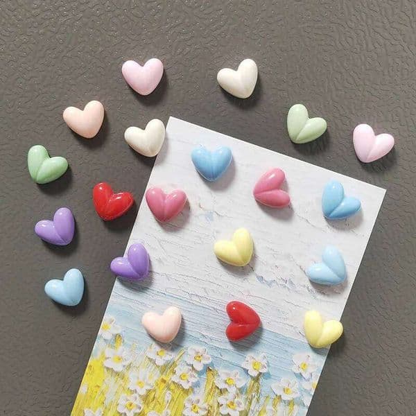 10pcs Mixed Colors Love Heart Shape Fridge Magnets Message Board Magnetic Refrigerator Sticker Room Home Decor 26H0128