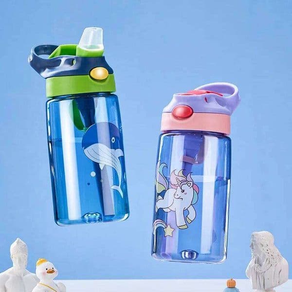 MULAN 480ML Children's Drinking Straw Special Anti-falling Bottle for School in Summer Portable Water Cup
