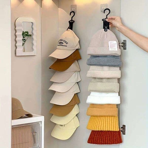 1pc Organizer, with Clips, Holds 8 Baseball Caps, Gray Black, And Closet Hat Storage,Suitable for Home Scenes 26Y0128