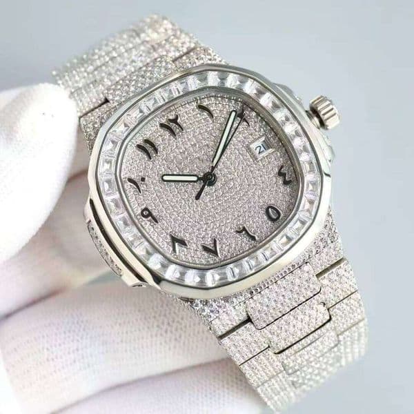Fully Automatic Mechanical Hand Set With Diamonds Elegant and Grand High Quality Mens Watch