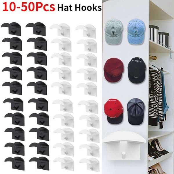 10-50Pcs Cap Hat Holder Organizer Storage Modern Baseball Caps Hangers Rack Hanging for Door Wall Closet 26Y0128