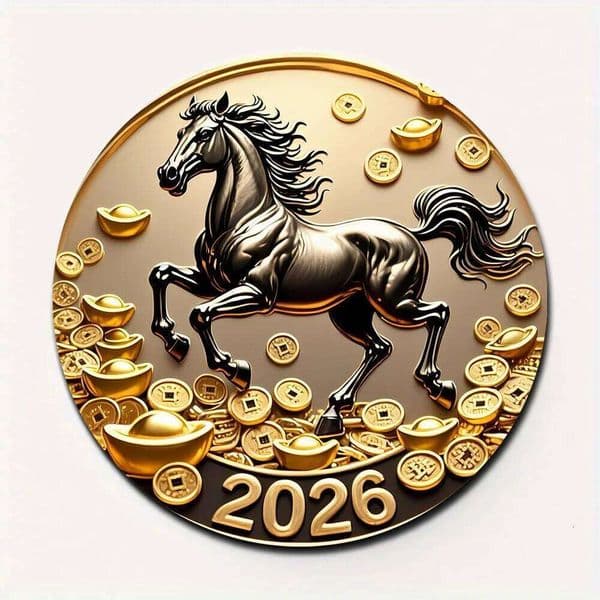 1pcs 2026 Year of The Horse Fridge Magnet, Gold Ingot Coin Design for Lunar New Year, Valentine's & Housewarming 26H0128