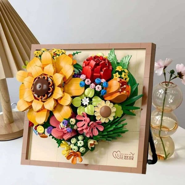 KNEW BUILT Innovative Building Block Flower 3D Photo Frame Ornament-Ideal DIY Decor,Gift for Girl,Wall Hanging & Educational Toy Y260127