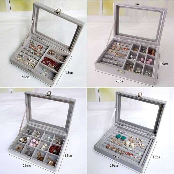 Hot Sales Fashion Portable Velvet Ring Display Organizer Box Tray Holder Earring Jewelry Storage Case Showcase 26H0127