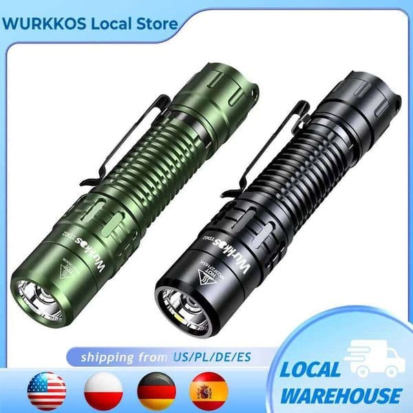 Wurkkos TD02 Tactical Flashlight 2000LM Pocket Torch 18650 Rechargeable EDC Type-C Charging Port Tail Switch IPX8 Waterproof 26Y0128