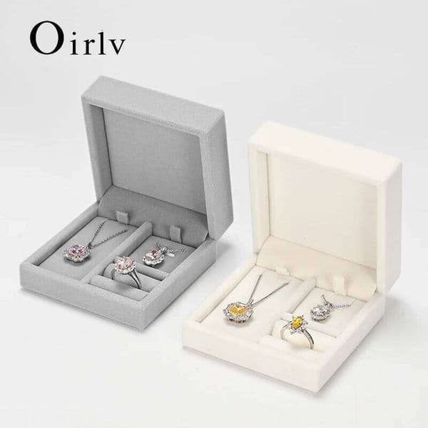 Oirlv Portable Velvet Ring Necklace Pendant Storage Accessories Wedding Gift Box Jewelry Organizer 26H0128