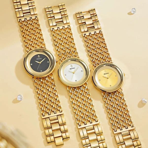 Fashion Womens Watch 40mm Minimalist Dial Gold Hollow Strap Elegant Quartz Wristwatch Stylish Gift for Ladies Waterproof 251215