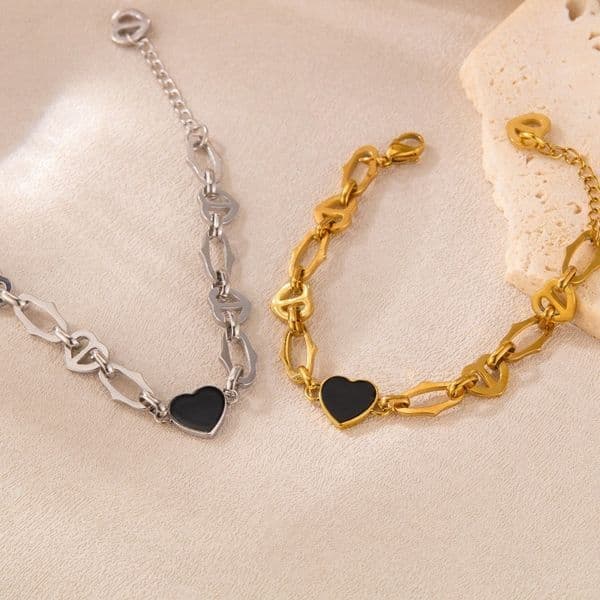 Women's Jewelry Heart Charm Stainless Steel Bracelet Minimalist Fashion Link Chain Bracelet for Women