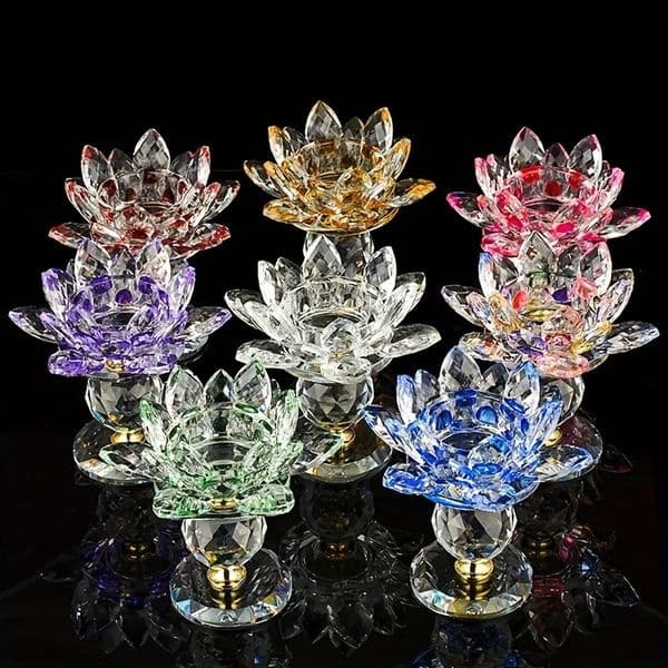 1piece set of crystal lotus candle holders Buddha statue decorations decorative crafts home office and party 260127BJ