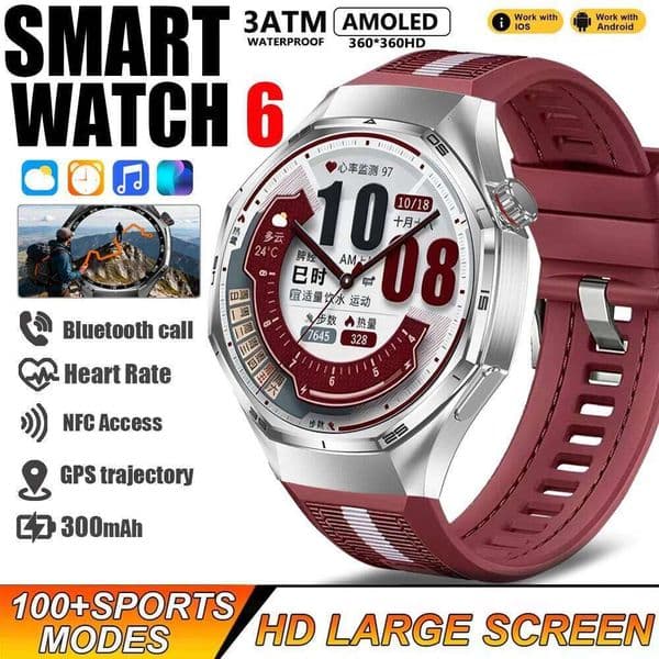 2025 New Watches GT 6 GPS Smartwatch Man Compass AMOLED Screen Waterproof Bluetooth Call Sport Tracker Smart Watch Men Woman X260128