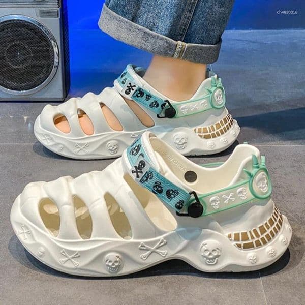Sandals Men's Summer Color-blocked Soft-soled EVA Lightweight Casual Breathable And Anti-slip Large-sized Beach Frame Pattern