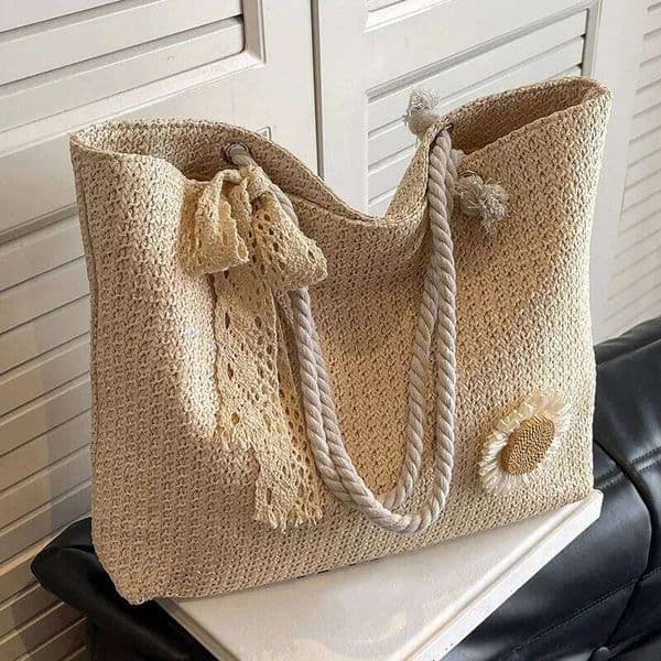 Elegant Ladies Straw Woven Handbag Women Holiday Beach Commute Casual Tote Top-Handle Fashion Retro Shoulder Bags Z260128