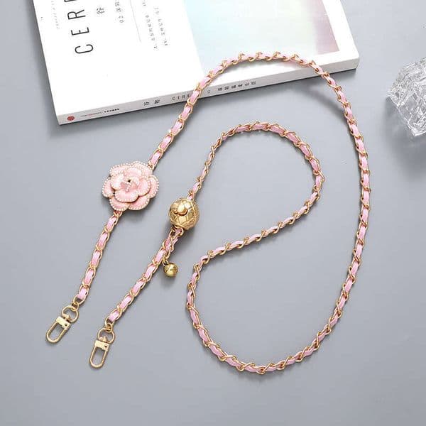 chan belt Camellia Crossbody Bag Chain Adjustable Strap Leather Pendant Hand Woven Replacement Chain fashion cc belt 389