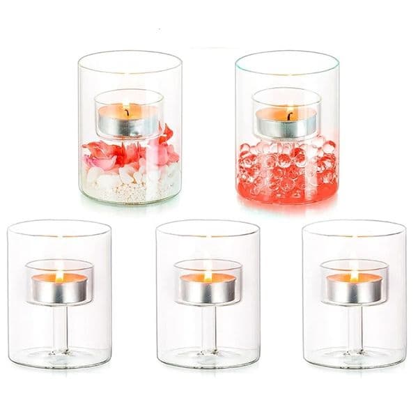 123Pcs Glass Candle Holder Cup for Wedding Decoration Clear Tealight Candlestick Party Dining Room Decorations 260127
