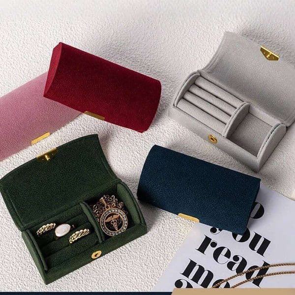Travel Jewelry Case Portable Velvet Organizer Rings Earrings Storage Box Perfect Gift for Women,Travel Essential 26H0128