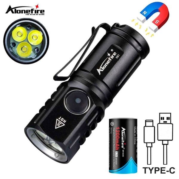 6000K 3x Led Mini Palm Small Flashlight Type-C Rechargeable Portable Torch Magnet Outdoor Hiking Camping Home Work Car Repair 26Y012