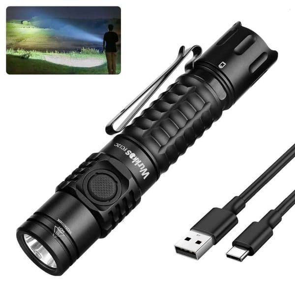 Wurkkos FC12C Tactical Torch 1600 Lumens Rechargeable LED Flashlight 18650 Battery Constant Current Circuit IP68 Waterproof Lamp 26Y